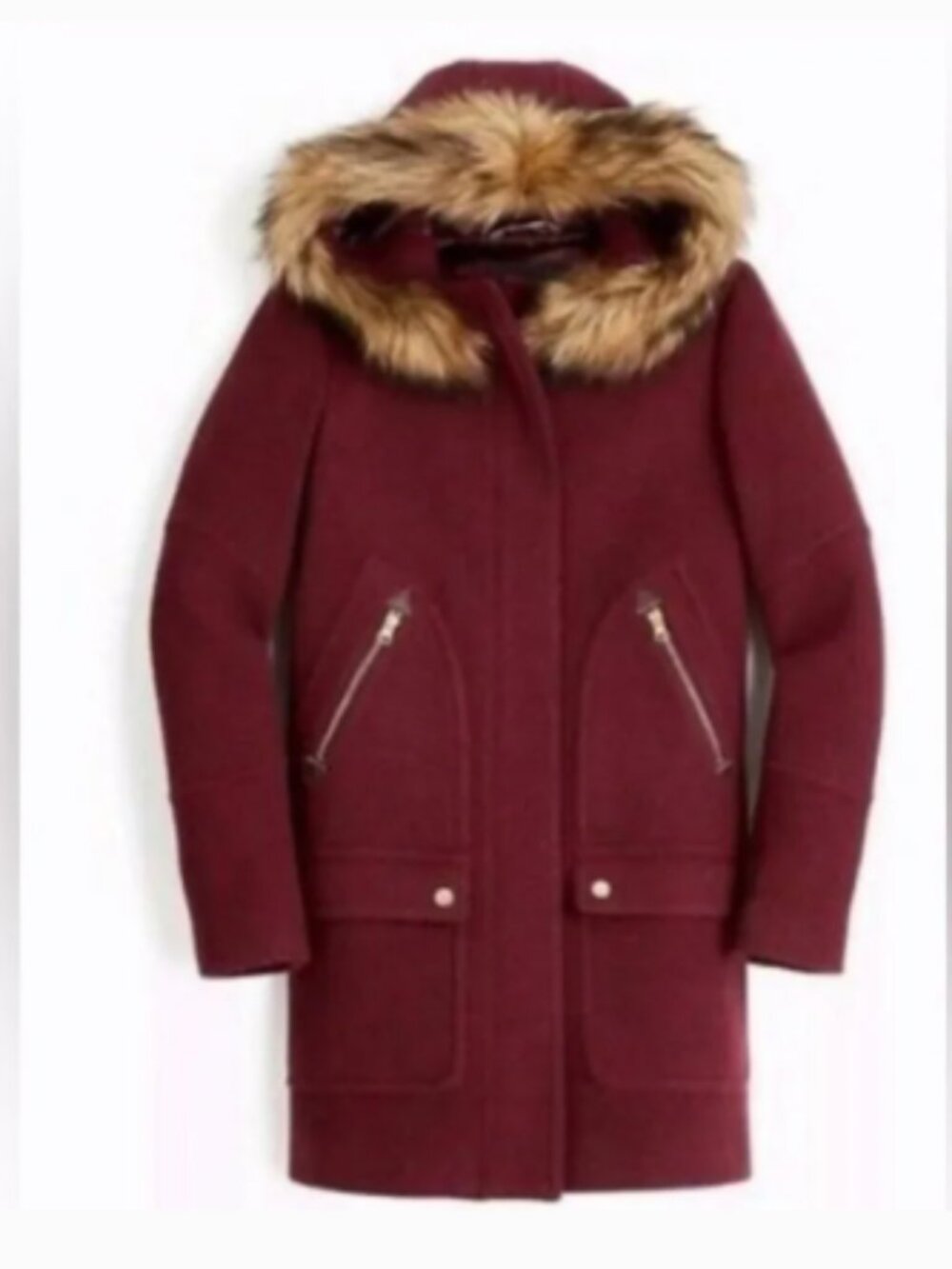 J. CREW Chateau Parka Stadium Cloth Maroon Size 8